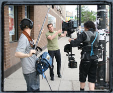 Executing a walk-a-talk on Blue Island Ave with the crew from Luminar Productions.