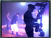 Carl with Steadicam rig shooting a dance performance with a DVX100.