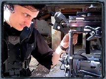 On location: Carl inspects camera settings.